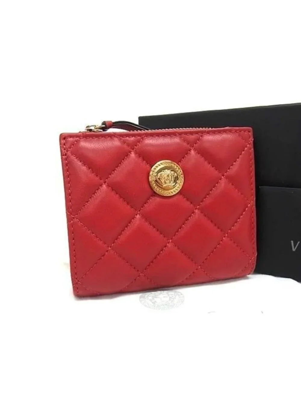 Versace Bifold Wallet Medusa Red Leather